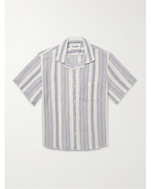 Corridor NYC White Tallis Camp-collar Striped Cotton-gauze Shirt for men