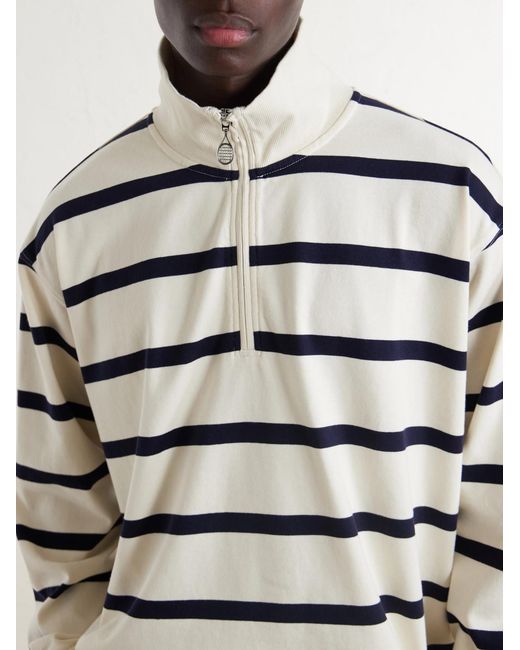 FRAME White Logo-Embroidered Striped Cotton Sweater for men