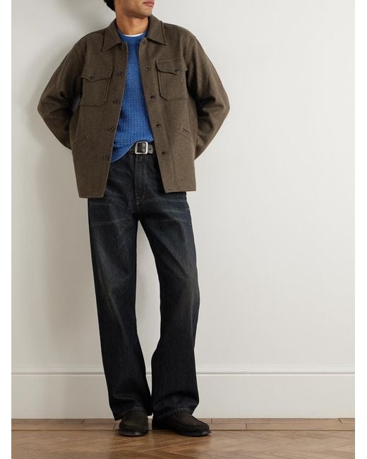 RRL Green Wool-Blend Felt Overshirt for men
