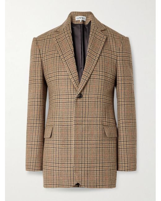 Loewe Natural Prince Of Wales Checked Wool-tweed Blazer for men