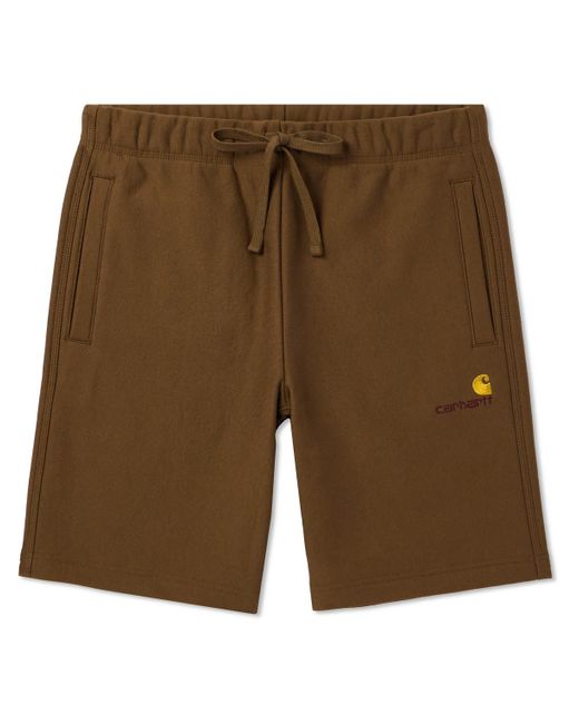 Carhartt Green American Script Logo-embroidered Cotton-blend Jersey Drawstring Shorts for men