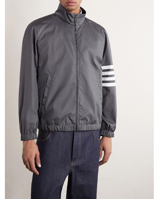 Thom Browne Gray Striped Ripstop Track Jacket for men