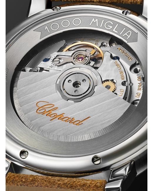 Chopard Black Mille Miglia Classic Automatic Chronograph 40.5mm Stainless Steel And Leather Watch for men