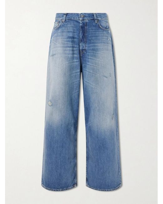 Acne Blue 2023 Wide-leg Distressed Jeans for men