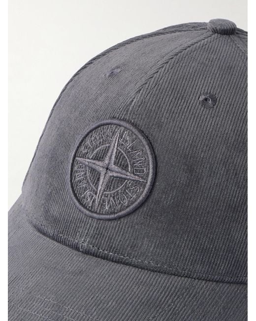 Stone Island Baseballkappe aus Baumwollcord mit Logostickerei in Blue für Herren