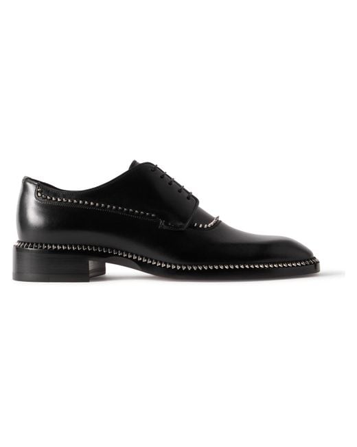 Christian Louboutin Black Cocoriclou Studded Leather Derby Shoes for men