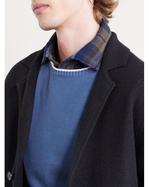 Fedeli Blue Cotton Sweater for men