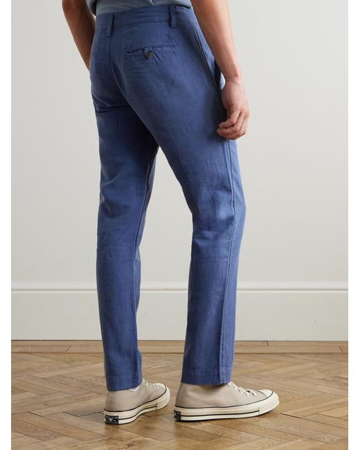 Polo Ralph Lauren Blue Straight-Leg Linen And Cotton-Blend Trousers for men