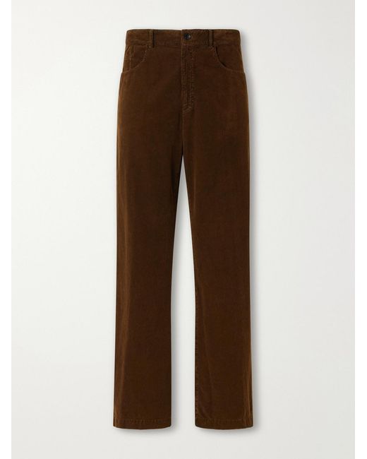 Dries Van Noten Brown Straight-Leg Cotton-Corduroy Trousers for men