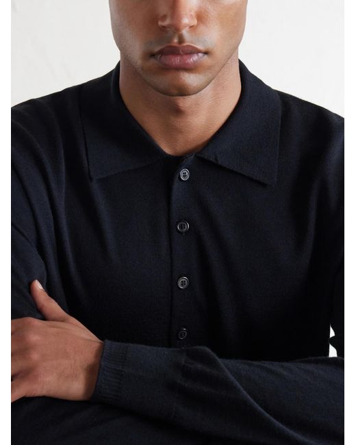 Dries Van Noten Blue Muano Merino Wool Polo Shirt for men