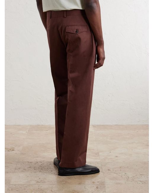 Paul Smith Brown Straight-Leg Cotton And Linen-Blend Twill Trousers for men