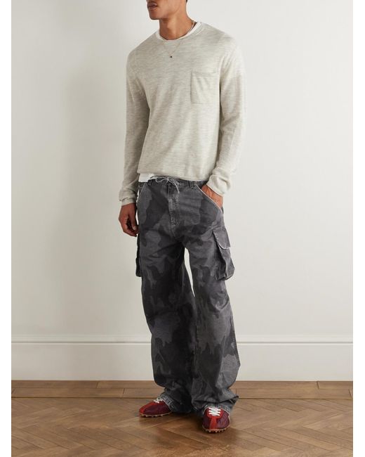 424 Gray Straight-Leg Camouflage-Print Cotton-Ripstop Trousers for men