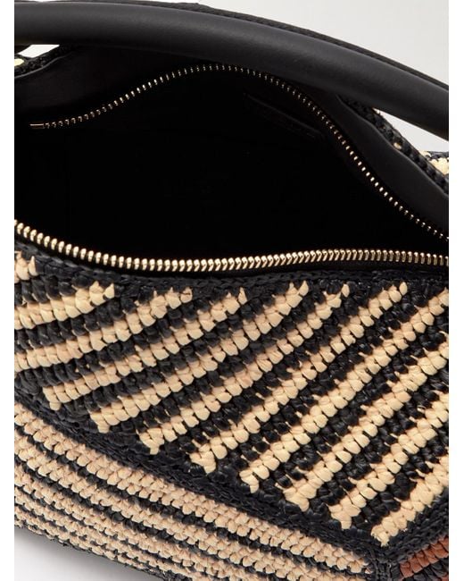 Loewe Black Paula's Ibiza Puzzle Edge Small Leather-trimmed Striped Raffia Messenger Bag for men
