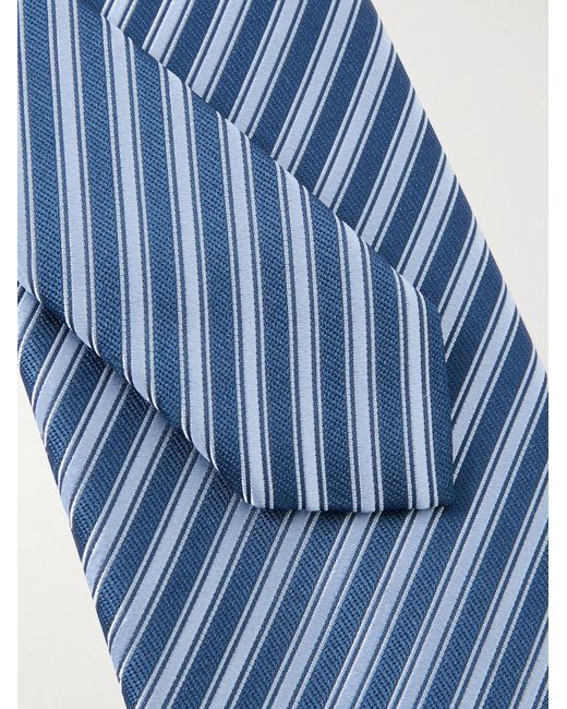 Charvet Blue 8.5cm Striped Silk-jacquard Tie for men