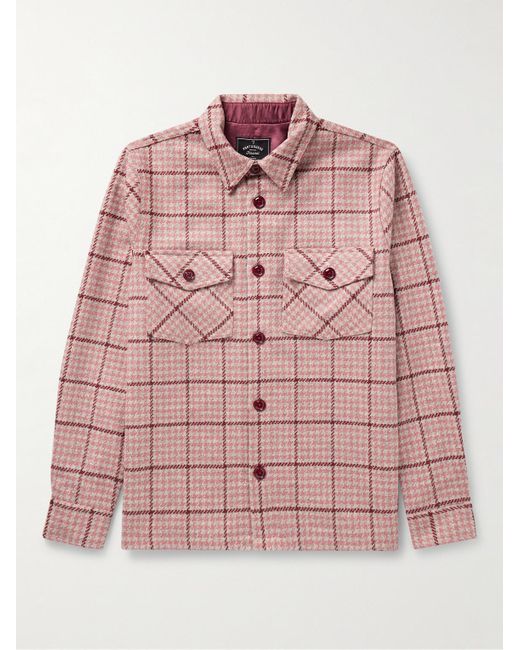 Portuguese Flannel Pink Todder Prince Of Wales Checked Wool-tweed Overshirt for men