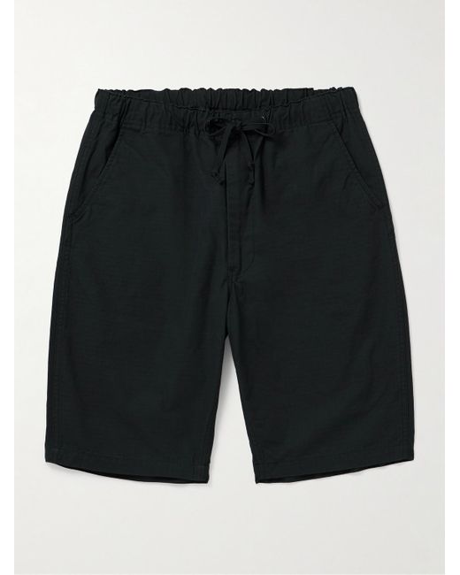 Orslow Black New Yorker Straight-leg Cotton-ripstop Drawstring Shorts for men
