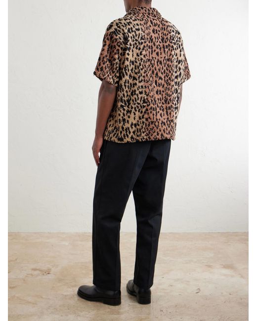 Neighborhood Brown Hippopotamus Leopard-Print Cotton-Blend Terry Shirt for men