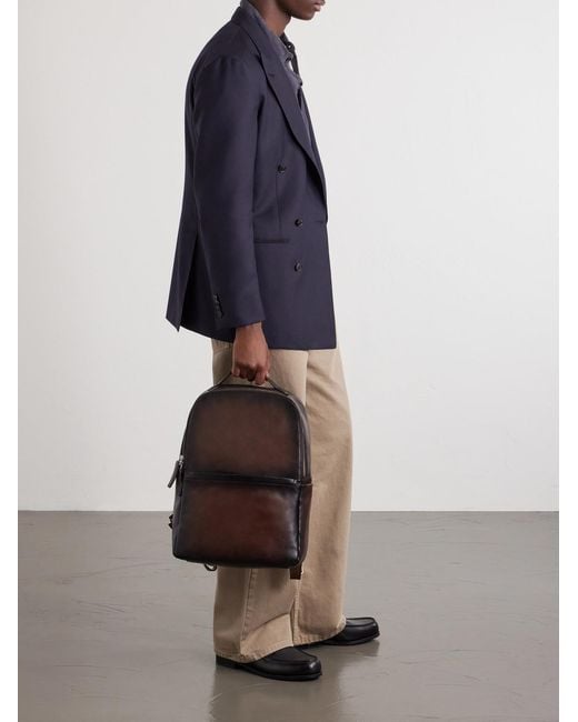 Officine Creative Brown Quentin 023 Full-grain Leather Backpack for men