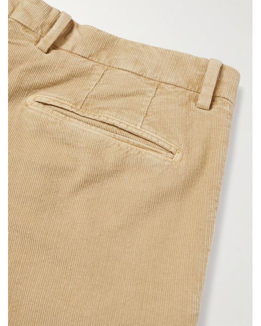 Boglioli Natural Straight-Leg Pleated Garment-Dyed Cotton-Blend Corduroy Suit Trousers for men