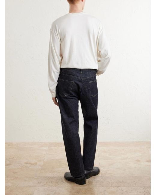 A.PRESSE Blue Tapered Jeans for men