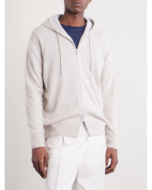 Eleventy Natural Cashmere Zip-up Hoodie for men