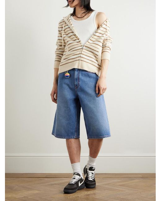 ERL Blue Indiana Skate Wide-Leg Denim Shorts for men