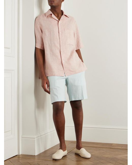 Loro Piana Pink Federico Camp-collar Linen Shirt for men