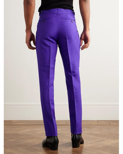 Tom Ford Purple Slim-Fit Wool And Silk-Blend Suit Trousers for men