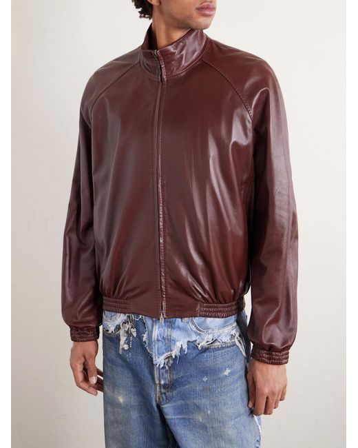 Acne Brown Lokot Leather Jacket for men