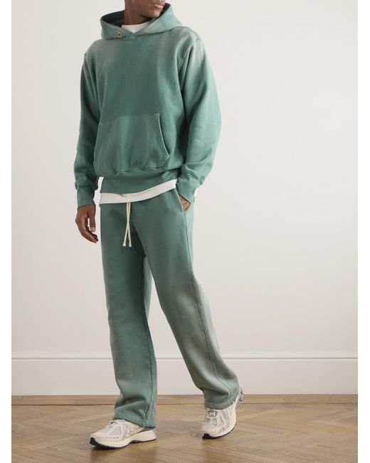 Les Tien Green Garment-dyed Cotton-jersey Hoodie for men