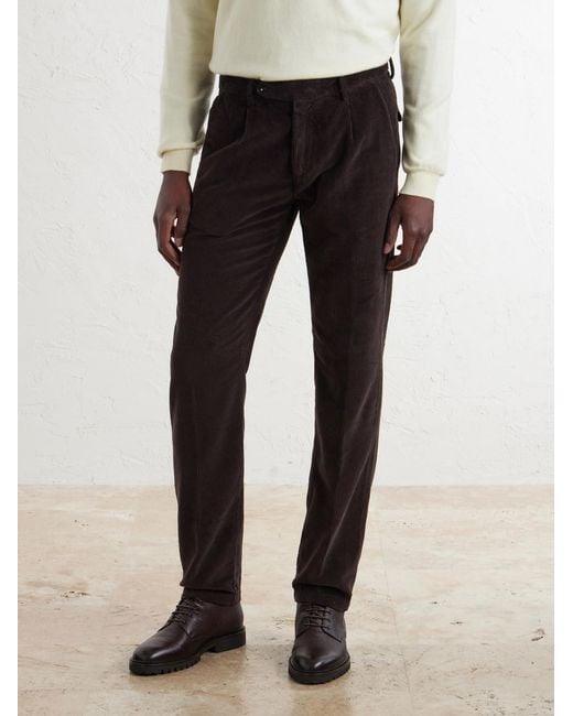 Massimo Alba Black Ionio2 Straight-Leg Cotton-Corduroy Trousers for men