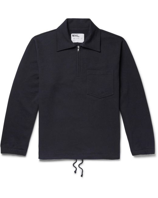 Margaret Howell Blue Mhl Loopback Organic Cotton-jersey Half-zip Sweater for men