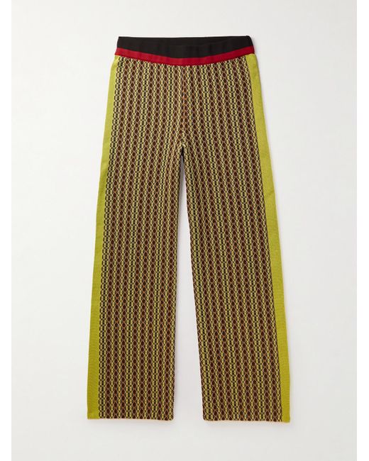 Wales Bonner Green Orchestre Straight-leg Striped Jacquard-knit Trousers for men