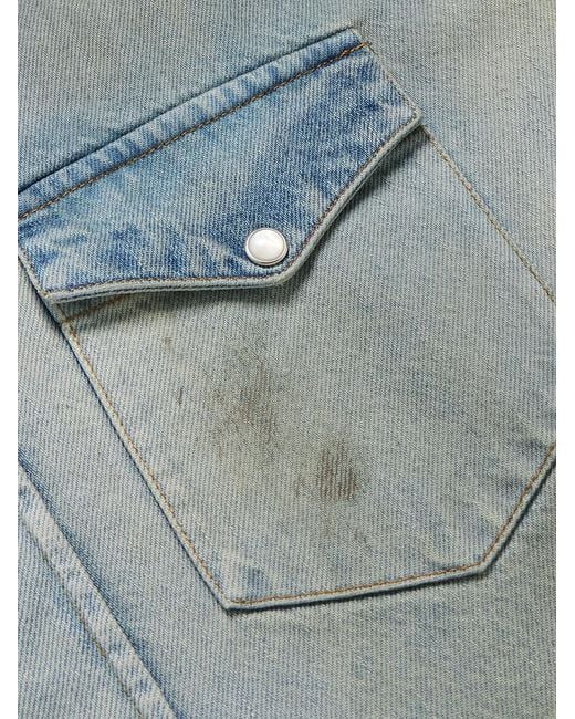 Acne Blue Karty Distressed Denim Overshirt for men