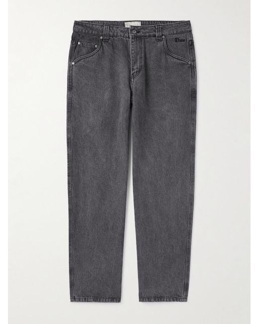 Dime Gray Straight-leg Logo-embroidered Jeans for men