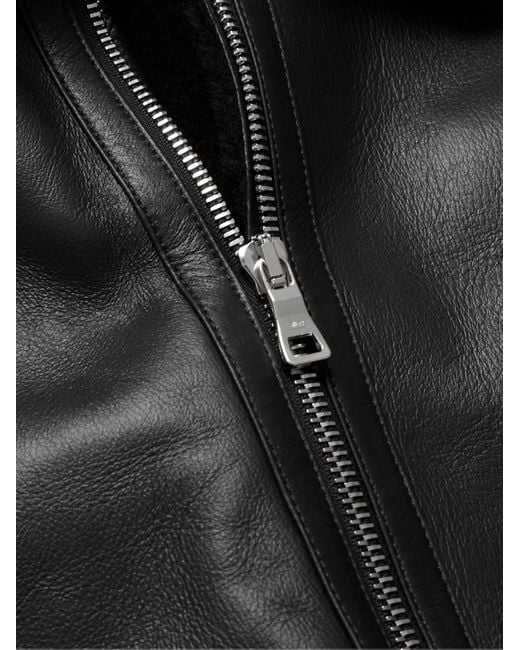 Mr P. Black Shearling-Lined Nappa Leather Trucker Jacket for men