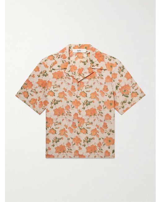 Séfr Orange Pino Floral-print Woven Shirt for men