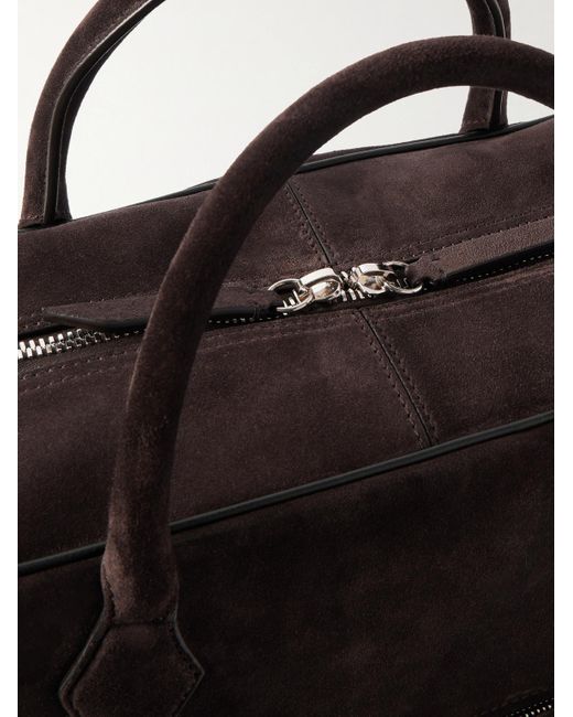 Metier Black Closer All Day Full-Grain Leather-Trimmed Suede Briefcase for men