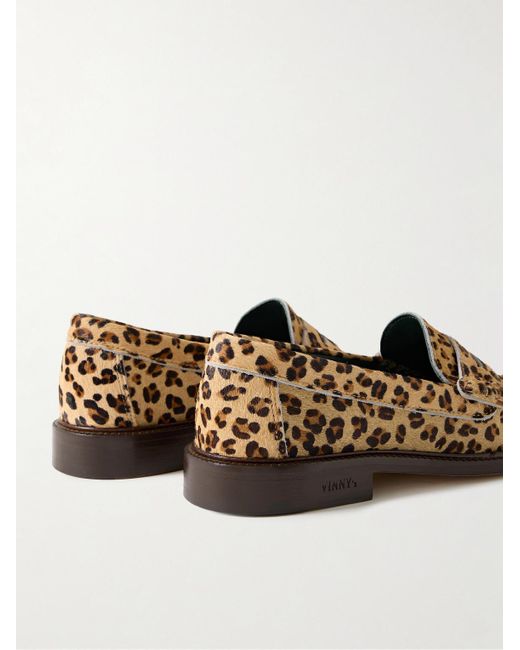 VINNY'S Natural Yardee Leopard-print Calf-hair Penny Loafers for men