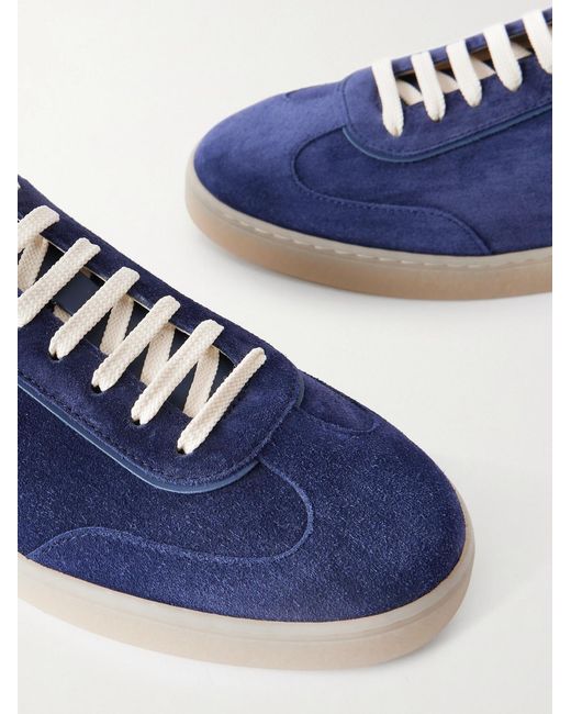 Brunello Cucinelli Blue Coda Di Rondine Suede Sneakers for men