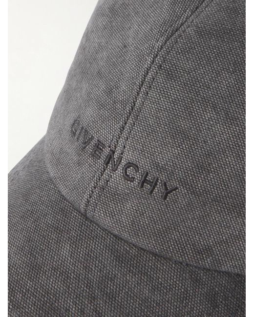 Givenchy Gray Logo-embroidered Cotton-canvas Cap for men
