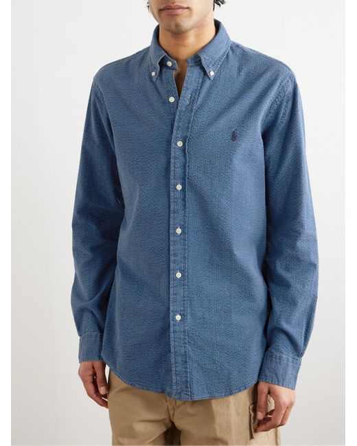 Polo Ralph Lauren Blue Cotton-Seersucker Shirt for men