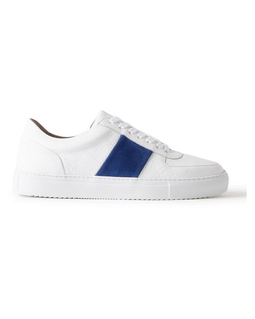 Mr P. Blue Larry Pebble-grain Leather And Suede Sneakers for men