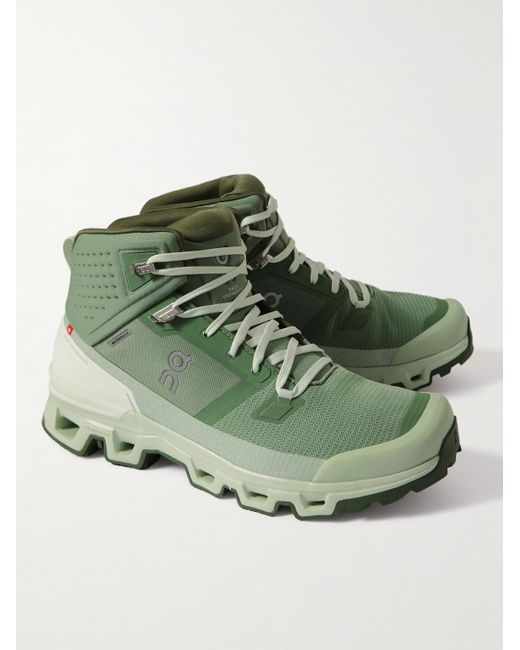 On Shoes Green Cloudrock 2 Waterproof Rubber-trimmed Mesh Hiking Boots for men