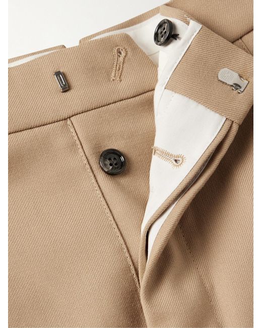 AMI Natural Wide-Leg Pleated Virgin Wool-Gabardine Trousers for men