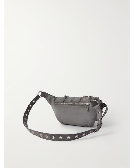 Balenciaga Gray Le Cagole Embellished Textured-leather Belt Bag for men