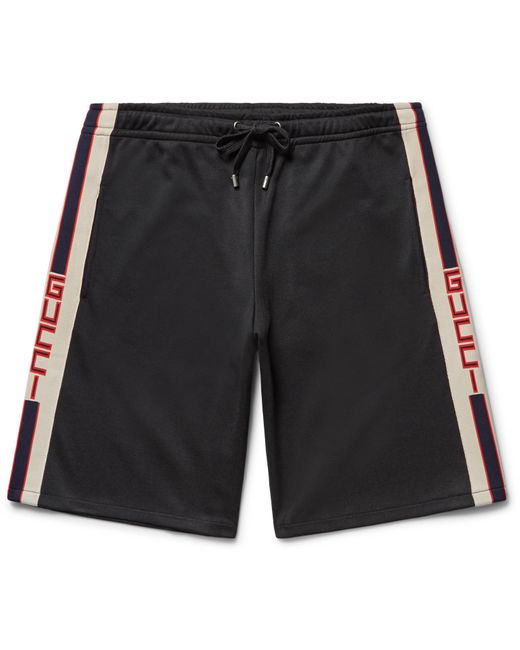 Gucci Black Webbing-trimmed Tech-jersey Shorts for men