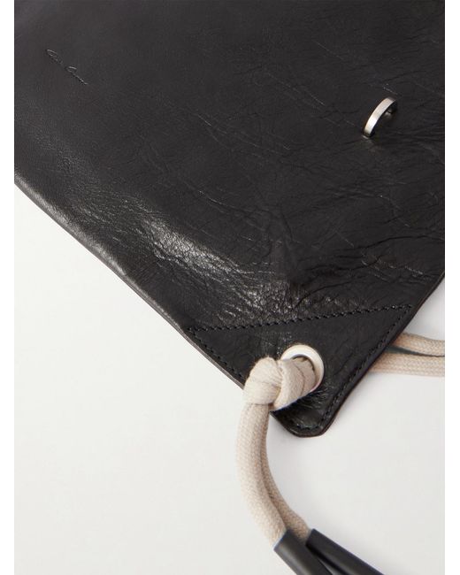 Rick Owens Black Embellished Leather Drawstring Backpack for men
