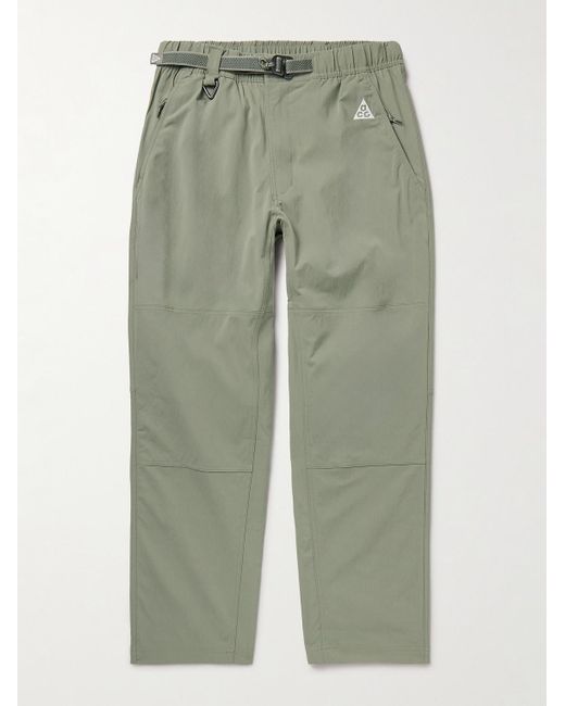 Nike Green Acg Straight-leg Logo-embroidered Belted Stretch-shell Trousers for men