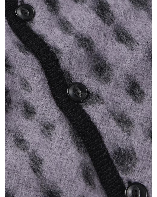 Wacko Maria Gray Jacquard-Knit Mohair-Blend Cardigan for men